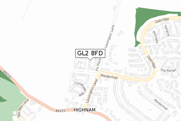 GL2 8FD map - large scale - OS Open Zoomstack (Ordnance Survey)