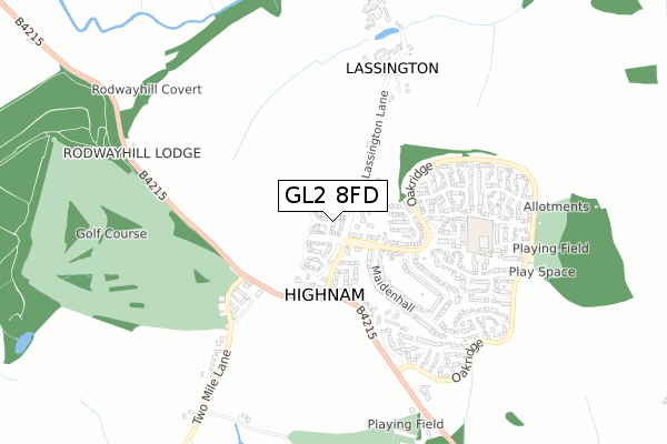 GL2 8FD map - small scale - OS Open Zoomstack (Ordnance Survey)