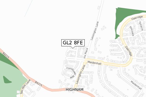 GL2 8FE map - large scale - OS Open Zoomstack (Ordnance Survey)