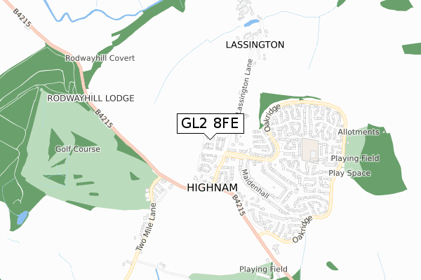 GL2 8FE map - small scale - OS Open Zoomstack (Ordnance Survey)