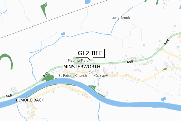 GL2 8FF map - small scale - OS Open Zoomstack (Ordnance Survey)