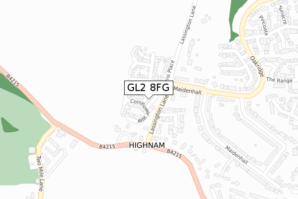 GL2 8FG map - large scale - OS Open Zoomstack (Ordnance Survey)