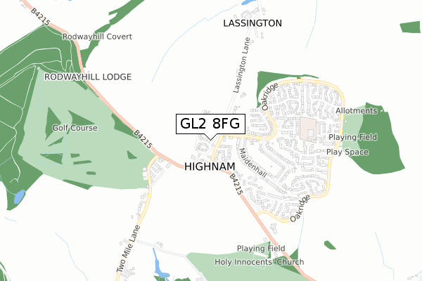 GL2 8FG map - small scale - OS Open Zoomstack (Ordnance Survey)