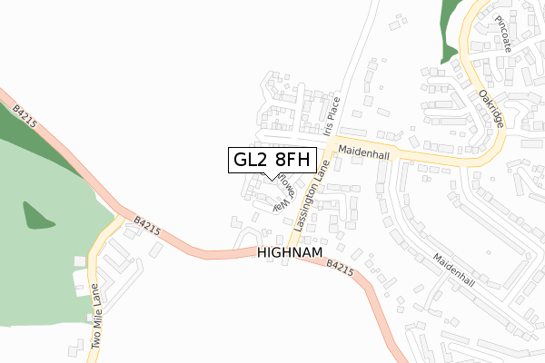 GL2 8FH map - large scale - OS Open Zoomstack (Ordnance Survey)