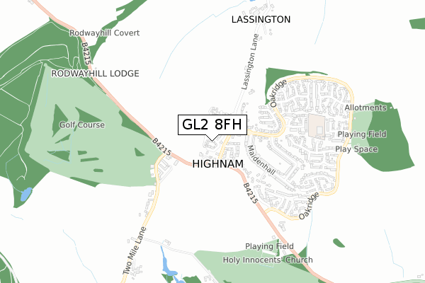 GL2 8FH map - small scale - OS Open Zoomstack (Ordnance Survey)