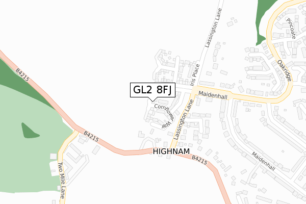 GL2 8FJ map - large scale - OS Open Zoomstack (Ordnance Survey)