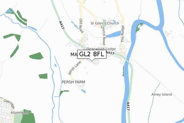 GL2 8FL map - small scale - OS Open Zoomstack (Ordnance Survey)