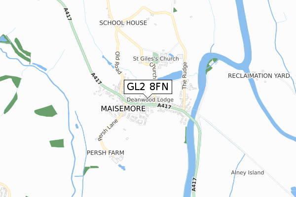 GL2 8FN map - small scale - OS Open Zoomstack (Ordnance Survey)