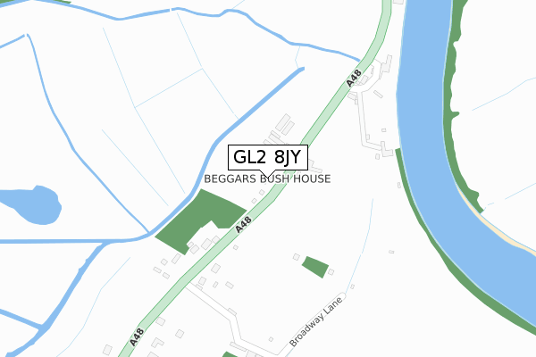 GL2 8JY map - large scale - OS Open Zoomstack (Ordnance Survey)