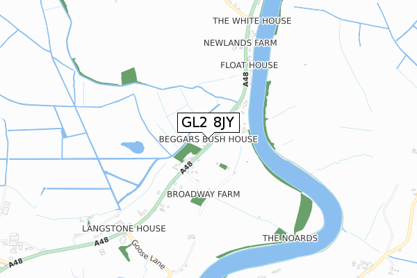 GL2 8JY map - small scale - OS Open Zoomstack (Ordnance Survey)