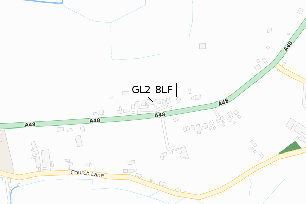 GL2 8LF map - large scale - OS Open Zoomstack (Ordnance Survey)