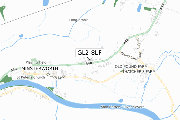 GL2 8LF map - small scale - OS Open Zoomstack (Ordnance Survey)