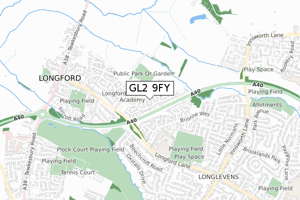 GL2 9FY map - small scale - OS Open Zoomstack (Ordnance Survey)