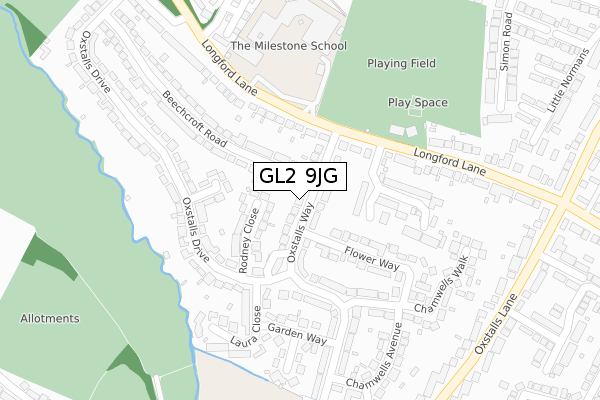 GL2 9JG map - large scale - OS Open Zoomstack (Ordnance Survey)