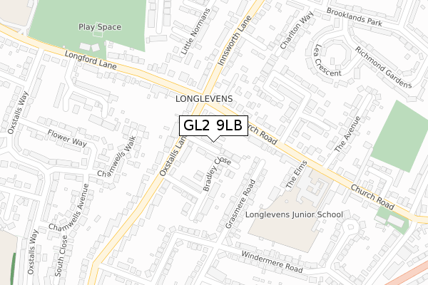 GL2 9LB map - large scale - OS Open Zoomstack (Ordnance Survey)