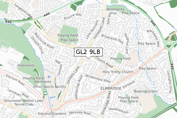 GL2 9LB map - small scale - OS Open Zoomstack (Ordnance Survey)