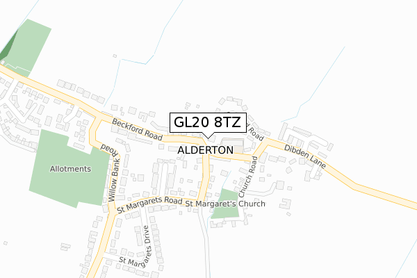 GL20 8TZ map - large scale - OS Open Zoomstack (Ordnance Survey)