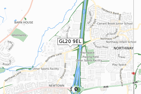 GL20 9EL map - small scale - OS Open Zoomstack (Ordnance Survey)