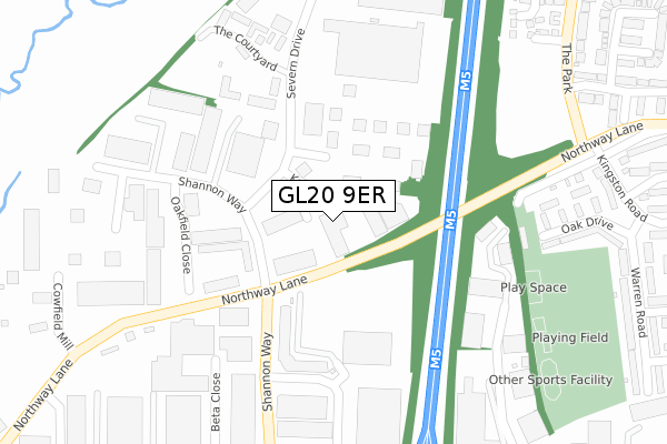 GL20 9ER map - large scale - OS Open Zoomstack (Ordnance Survey)