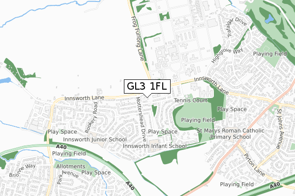 GL3 1FL map - small scale - OS Open Zoomstack (Ordnance Survey)