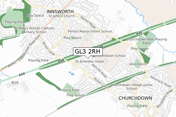 GL3 2RH map - small scale - OS Open Zoomstack (Ordnance Survey)