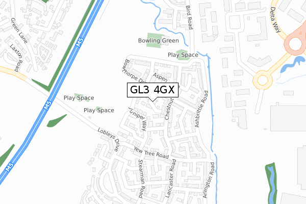 GL3 4GX map - large scale - OS Open Zoomstack (Ordnance Survey)