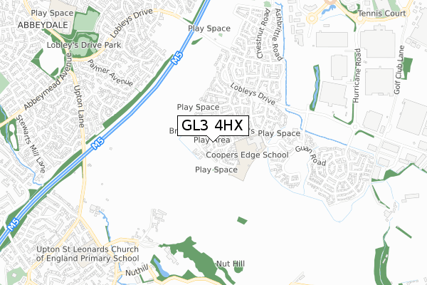 GL3 4HX map - small scale - OS Open Zoomstack (Ordnance Survey)