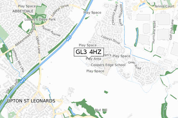 GL3 4HZ map - small scale - OS Open Zoomstack (Ordnance Survey)