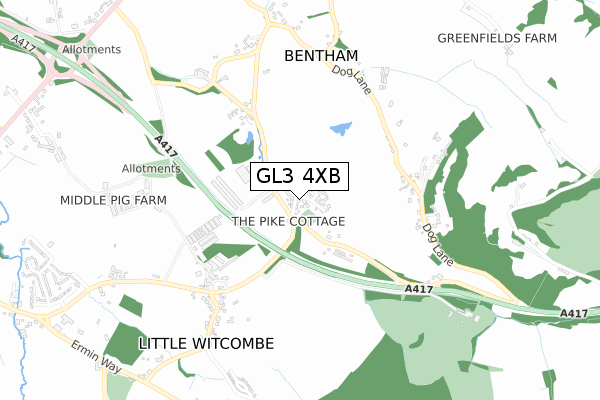 GL3 4XB map - small scale - OS Open Zoomstack (Ordnance Survey)