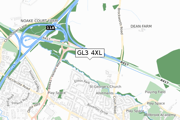 GL3 4XL map - small scale - OS Open Zoomstack (Ordnance Survey)