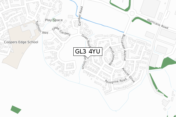 GL3 4YU map - large scale - OS Open Zoomstack (Ordnance Survey)