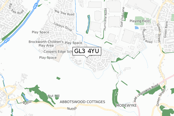 GL3 4YU map - small scale - OS Open Zoomstack (Ordnance Survey)