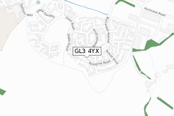 GL3 4YX map - large scale - OS Open Zoomstack (Ordnance Survey)