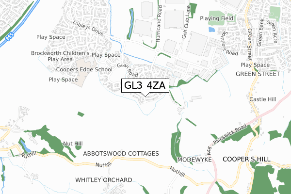 GL3 4ZA map - small scale - OS Open Zoomstack (Ordnance Survey)