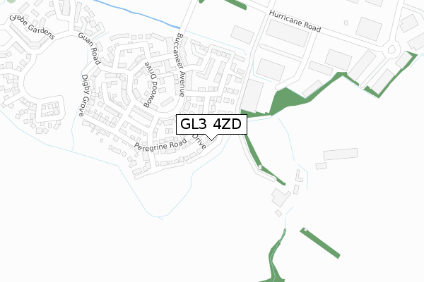 GL3 4ZD map - large scale - OS Open Zoomstack (Ordnance Survey)