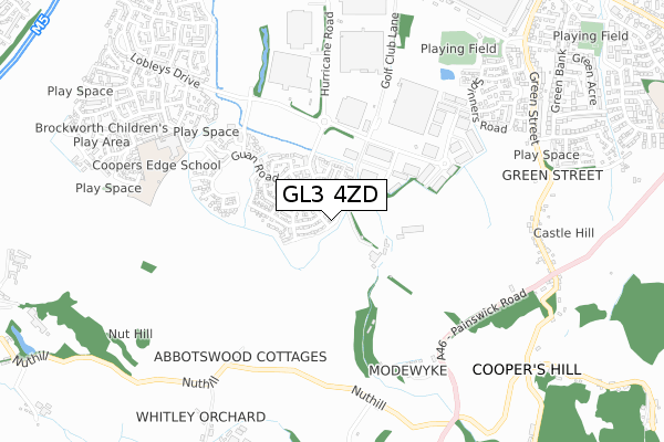 GL3 4ZD map - small scale - OS Open Zoomstack (Ordnance Survey)