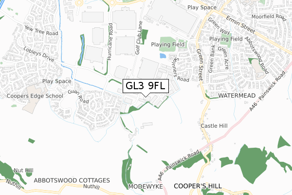 GL3 9FL map - small scale - OS Open Zoomstack (Ordnance Survey)