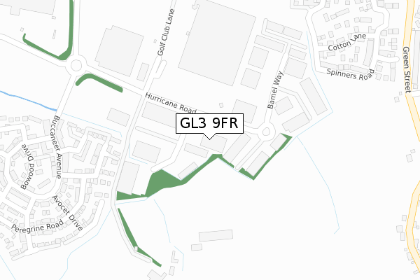 GL3 9FR map - large scale - OS Open Zoomstack (Ordnance Survey)