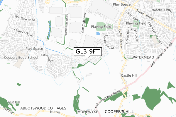 GL3 9FT map - small scale - OS Open Zoomstack (Ordnance Survey)