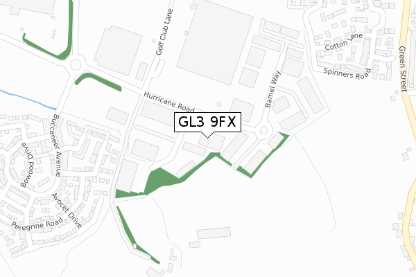 GL3 9FX map - large scale - OS Open Zoomstack (Ordnance Survey)