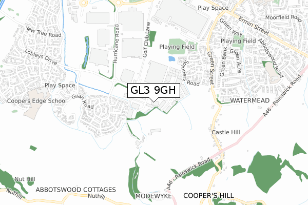 GL3 9GH map - small scale - OS Open Zoomstack (Ordnance Survey)