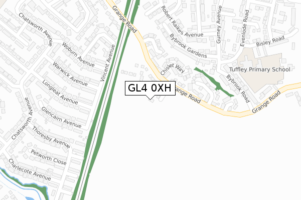 GL4 0XH map - large scale - OS Open Zoomstack (Ordnance Survey)