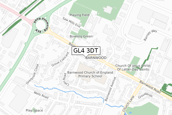 GL4 3DT map - large scale - OS Open Zoomstack (Ordnance Survey)