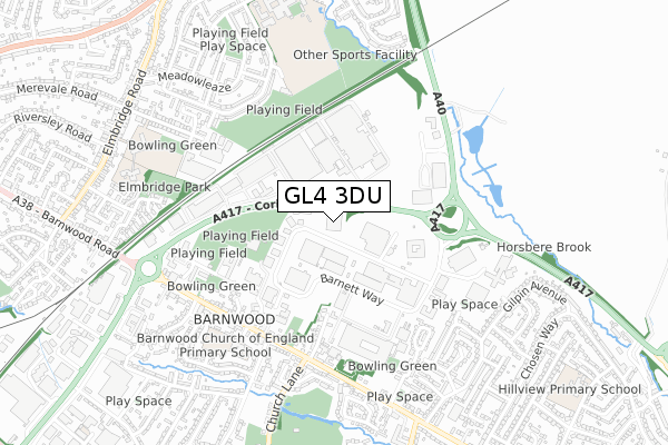 GL4 3DU map - small scale - OS Open Zoomstack (Ordnance Survey)