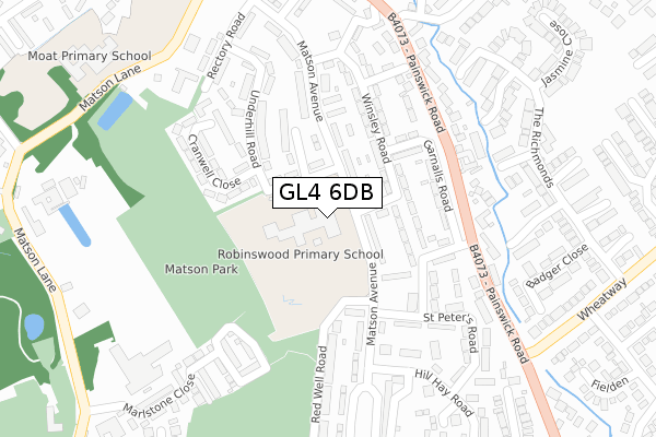 GL4 6DB map - large scale - OS Open Zoomstack (Ordnance Survey)