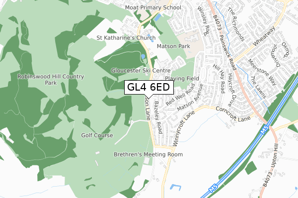 GL4 6ED map - small scale - OS Open Zoomstack (Ordnance Survey)