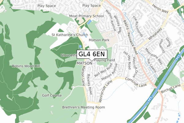 GL4 6EN map - small scale - OS Open Zoomstack (Ordnance Survey)