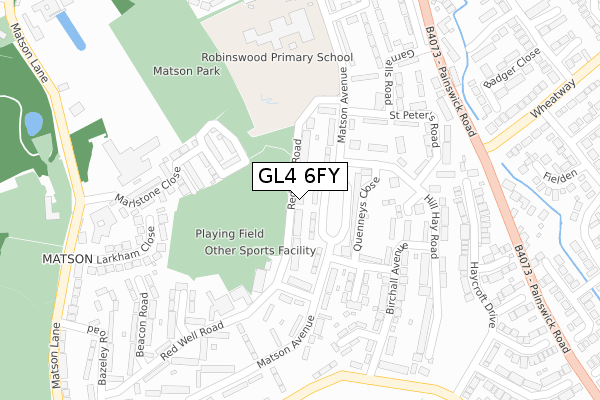 GL4 6FY map - large scale - OS Open Zoomstack (Ordnance Survey)