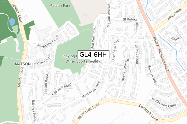 GL4 6HH map - large scale - OS Open Zoomstack (Ordnance Survey)