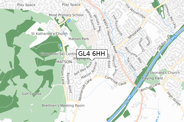 GL4 6HH map - small scale - OS Open Zoomstack (Ordnance Survey)